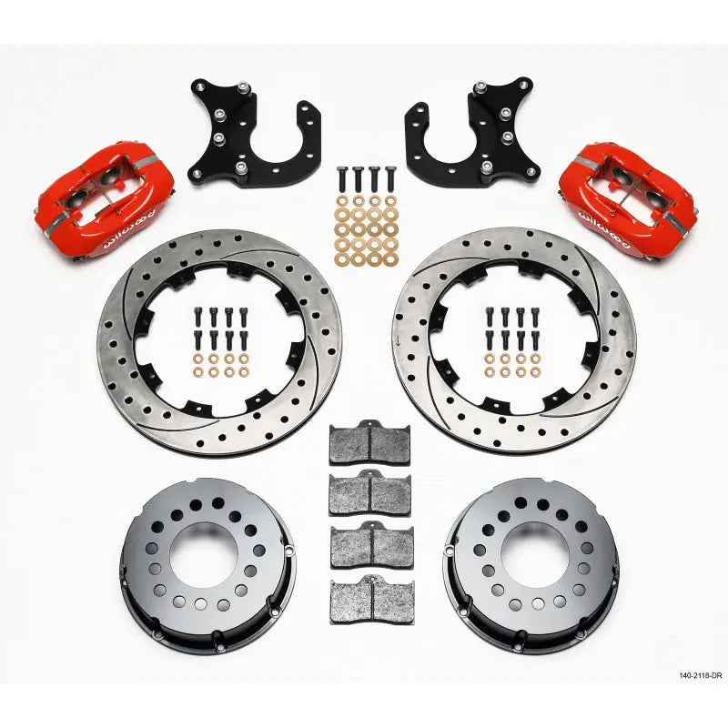 Wilwood 140-2118-DR Wilwood Forged Dynalite P/S Rear Kit Drilled Red New Big Ford 2.50in Offset