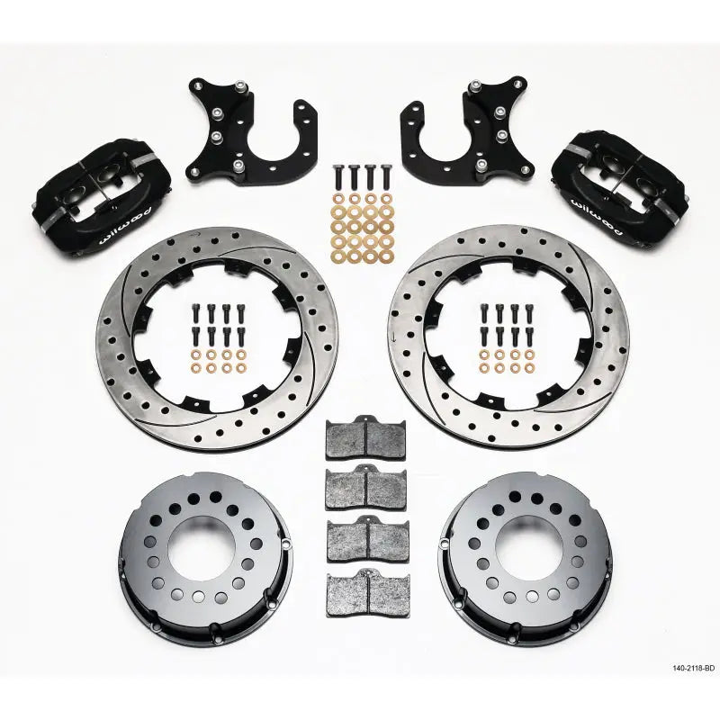 Wilwood 140-2118-BD Wilwood Forged Dynalite P/S Rear Kit Drilled Rotor New Big Ford 2.50in Offset