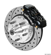Black Wilwood Forged Dynalite Pro caliper on silver 11in drilled rotor