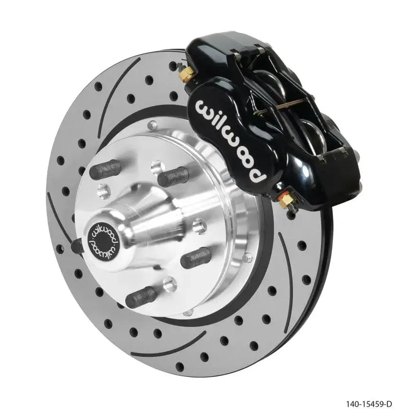 Black Wilwood Forged Dynalite Pro caliper on silver 11in drilled rotor
