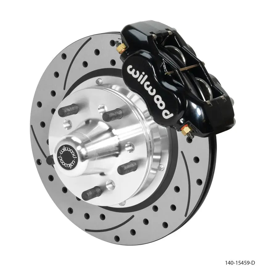 Wilwood 140-15459-D Wilwood Forged Dynalite Pro Front Kit 11.00in Rotor 5x4.00in BC 65-72 SRP Drilled & Slotted - Black