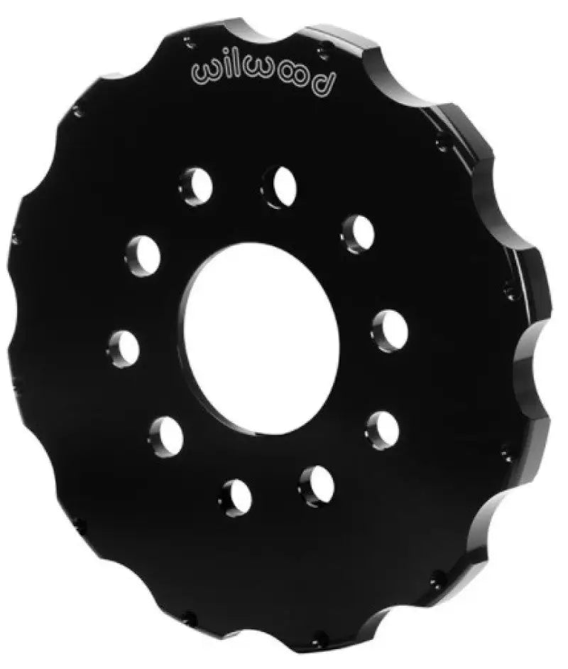 Black scalloped disc with holes for Wilwood Hat-BB 290in offset bolt patterns