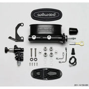Wilwood 261-14158-BK Wilwood HV Tandem M/C Kit w L/H Bracket & Prop Valve - 15/16in Bore Black-W/Push. - Early Mustang