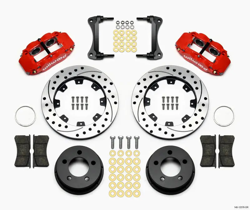 Wilwood Narrow Superlite 4R Front Kit 12.19in Drilled Red 87-89 Jeep YJ - Truck & Automotive