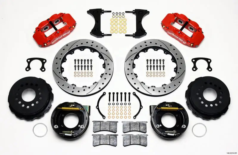 Wilwood Narrow Superlite 4R Rear P-Brk Kit 12.88in Drill Red Big Ford New Style 2.50in Offset - Truck & Automotive