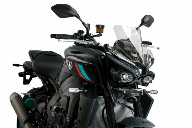 Black Yamaha motorcycle with Windscreen Naked New Gen Sport Clear Yam cover