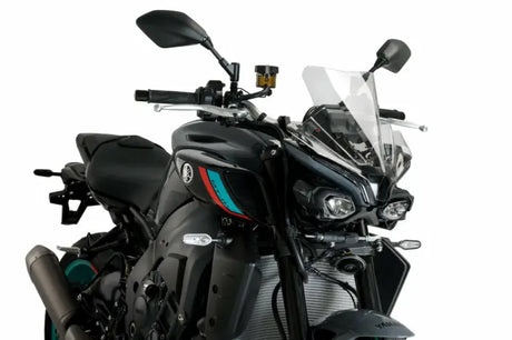 Black Yamaha motorcycle with Windscreen Naked New Gen Sport Clear Yam cover