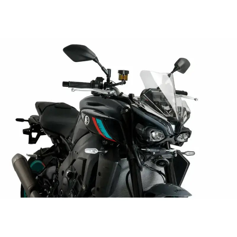 Black Yamaha motorcycle with Windscreen Naked New Gen Sport Clear Yam cover