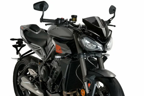 Gray Triumph Street Triple OEM windscreen from Windscreen Naked New Gen Sport Dark Smoke Tri