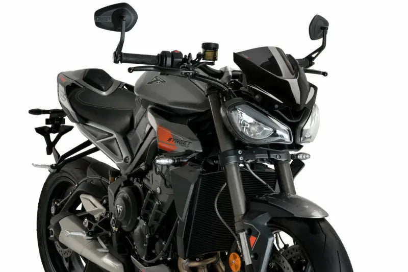 Gray Triumph Street Triple OEM windscreen from Windscreen Naked New Gen Sport Dark Smoke Tri