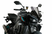 Black Yamaha motorcycle with dark smoke windscreen on Gen Sport Dark Yam model
