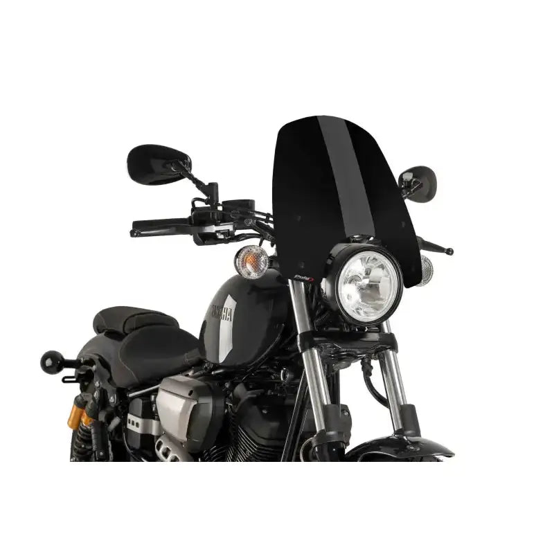 Black Yamaha motorcycle with Windscreen Naked New Gen Touring, designed for improved aerodynamics in powersports, RV, truck accessories, marine, and off-road use, AVADA - Best Sellers
