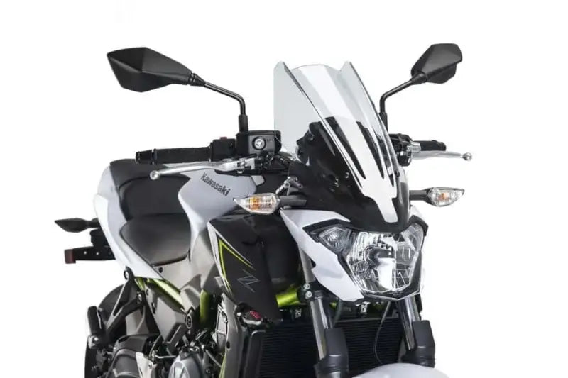 White and black Kawasaki windscreen naked for gen touring clear Kaw motorcycle