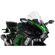 Green and black Ninja H2 SX motorcycle with Windscreen Z Racing Clear Kaw OEM windscreen