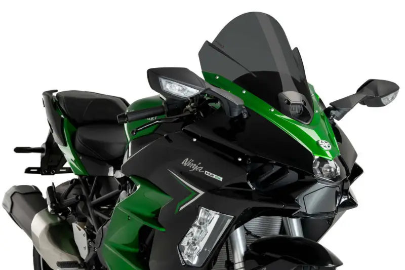 Black and green Kawasaki Ninja OEM windscreen with dark tint for RV parts & accessories