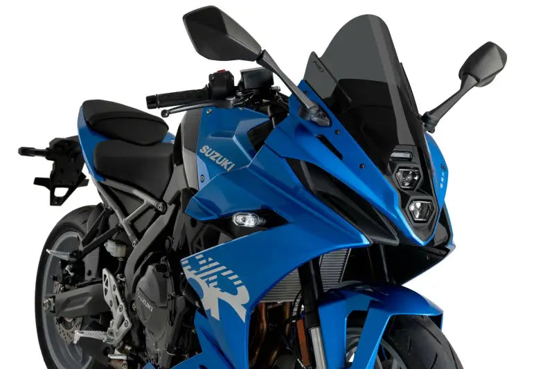 Blue Suzuki motorcycle with Windscreen Z Racing Dark Smoke Suzuki, perfect oem windscreen for powersports and RV parts & accessories