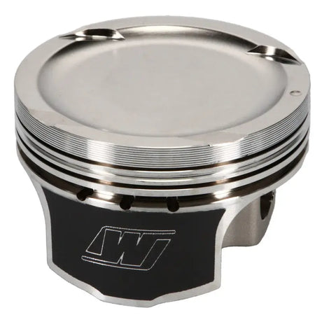 Shiny silver and black Honda R18A Wiseco piston for R18A engines in stock kit