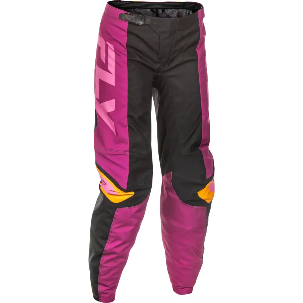 Women's F 16 Pants Ca/Ny Black/Mauve/Yellow Sz 0/02 - FLY RACING
