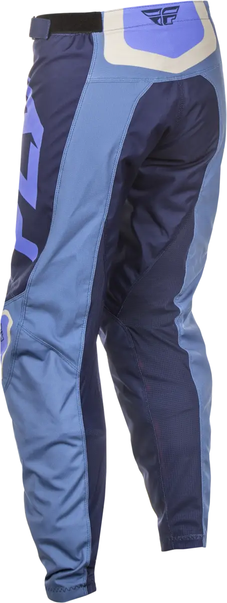 Women*s motocross pants in blue and navy with purple logo, perfect for RV and truck parts gear