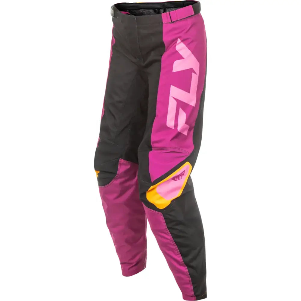 Women's F 16 Pants Ca/Ny Black/Mauve/Yellow Sz 05/06 - FLY RACING