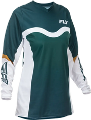Women's F 16 Jersey Teal/White/Gold Sm - FLY RACING