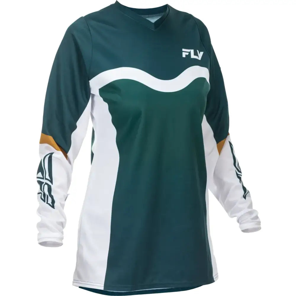 Women's F 16 Jersey Teal/White/Gold Xl - FLY RACING