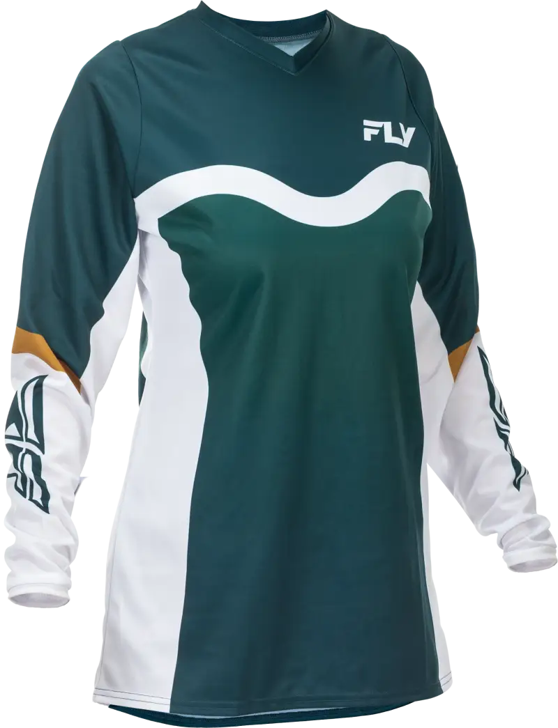 Women's F 16 Jersey Teal/White/Gold Xl - FLY RACING