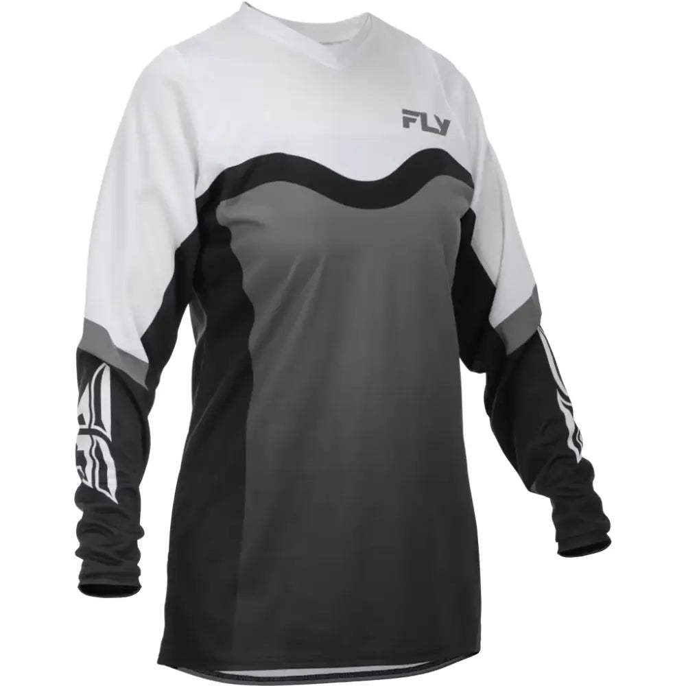 Women's F 16 Jersey Grey/Black/White Lg - FLY RACING