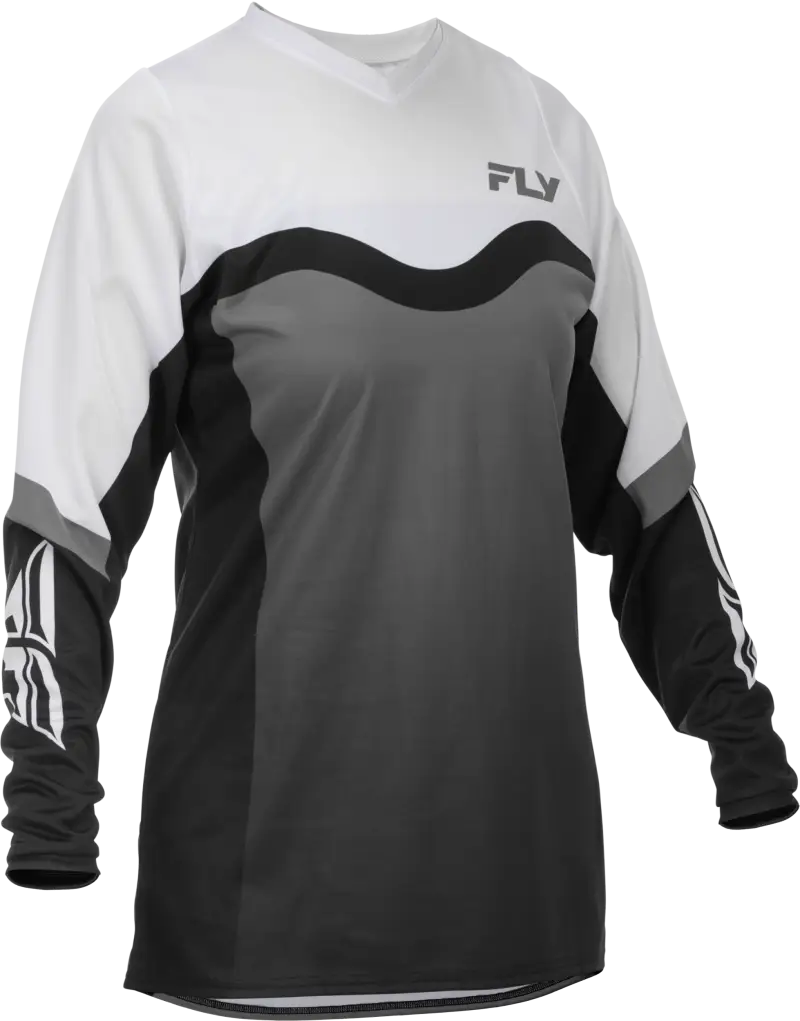 Women's F 16 Jersey Grey/Black/White Lg - FLY RACING