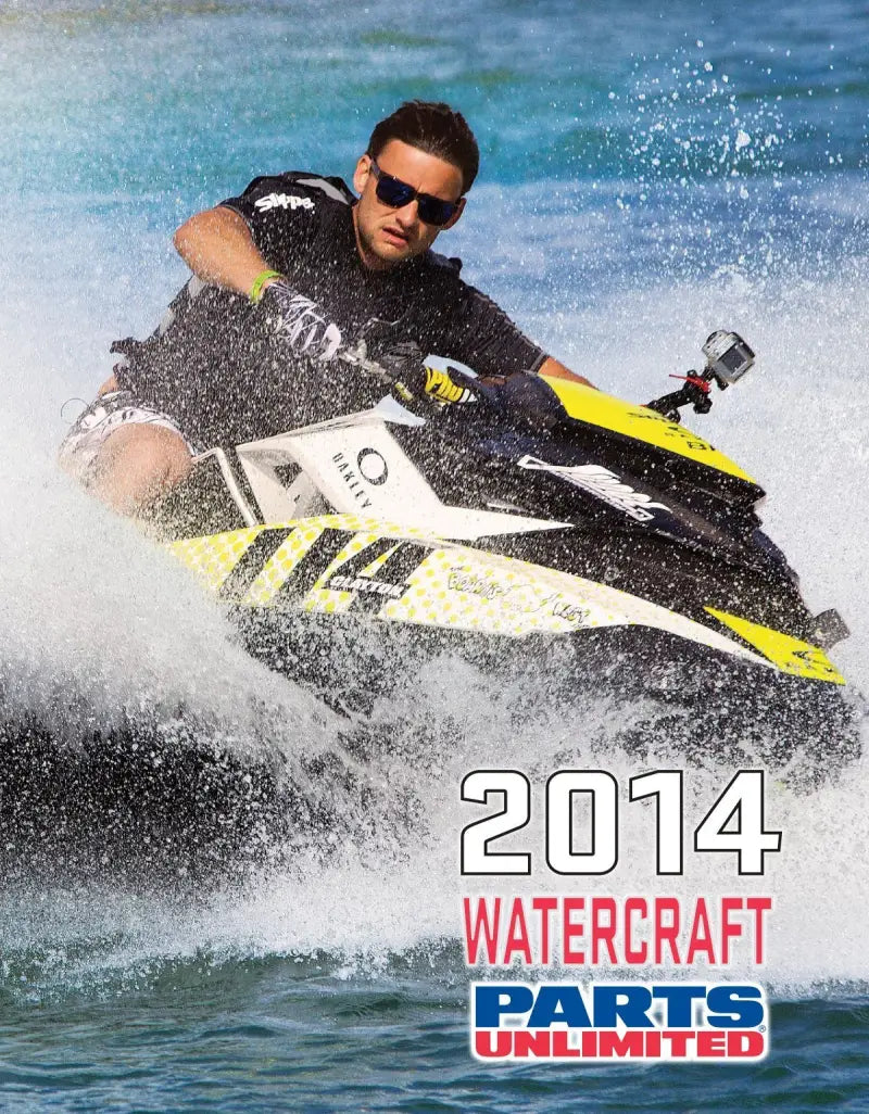 Man riding a white and yellow jet ski with splash, perfect for Yam end rebuild kit
