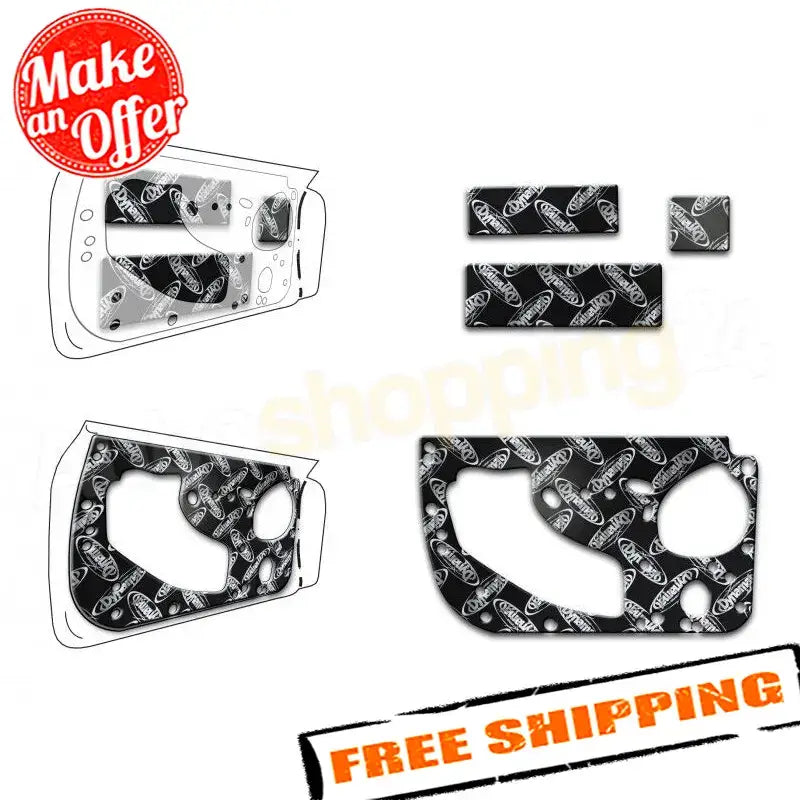 Glossy black and white skull XFO F14 D Dynamat door kit for Ford F-150