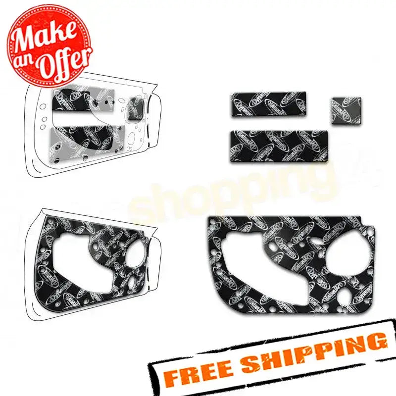 Glossy black and white skull XFO F14 D Dynamat door kit for Ford F-150