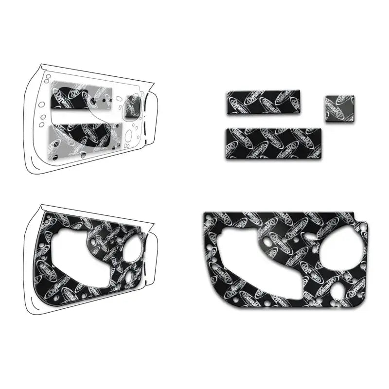 XFO F14 D Dynamat door kit with black silver motorcycle engine cover set