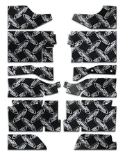Black and white XFO M4 F Dynamat floor kit for 1994-2004 Ford Mustang