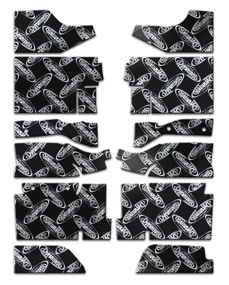 Black and white XFO M4 F Dynamat floor kit for 1994-2004 Ford Mustang