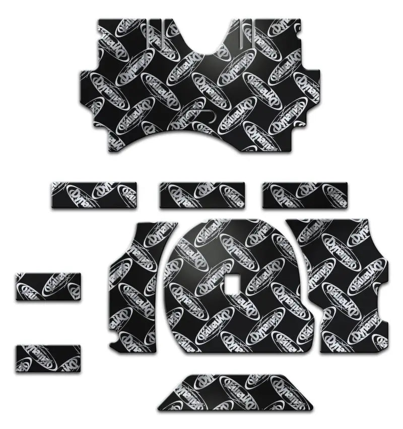 Black and white Ford logo Dynamat Mustang trunk kit mats