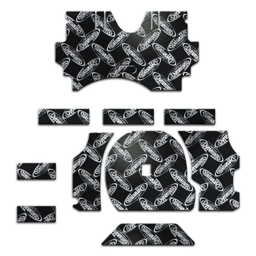 Black and white Ford logo Dynamat Mustang trunk kit mats
