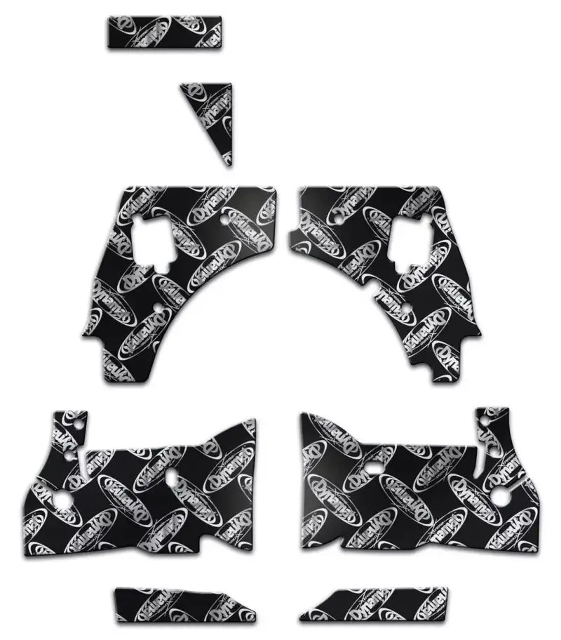 Black and white Ford Mustang fairing kit with repeating logo and superior sound control