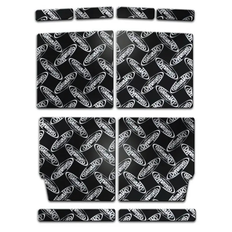 Black Ozark Trail diamond plate mats with logo for XGM F3 R Dynamat Camaro roof, enhancing sound control