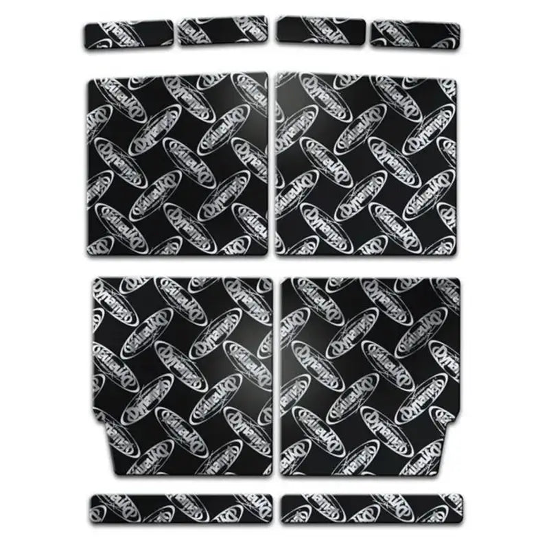 Black Ozark Trail diamond plate mats with logo for XGM F3 R Dynamat Camaro roof, enhancing sound control