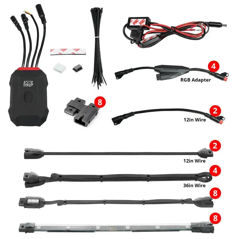 XK Glow Addressable LED Motorcycle Accent Light Kits Standard XKalpha App Controlled - Lights