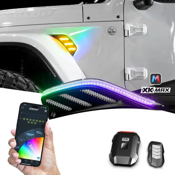 XK Glow Compatible With Third-Party Apps Side Marker Light - LED MX-Vent-RGB-KIT - Xkmax App Control Jeep Air Vent Lig