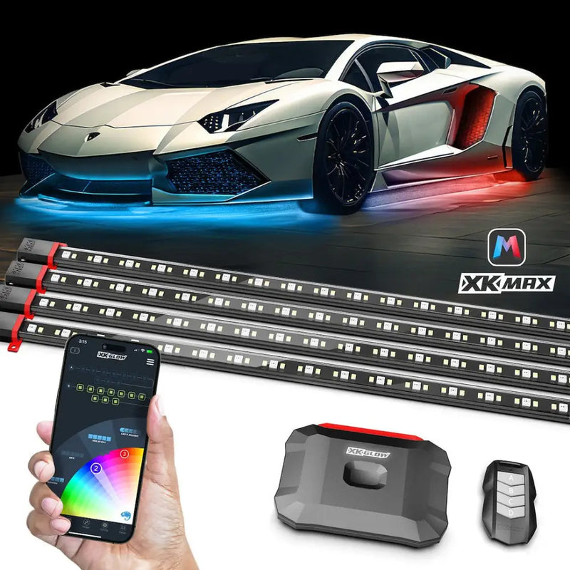 XK Glow Compatible With Third-Party Apps Underbody Light Kit MX-CAR-PRO - Xkmax Rgbw 16PC Underglow