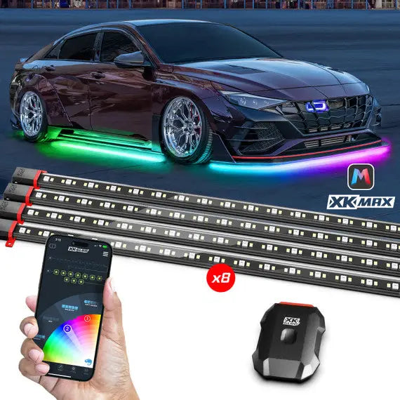 XK Glow Firmware Update Capability Underbody Light Kit MX-CAR-STA - Xkmax Rgbw 8PC Underglow