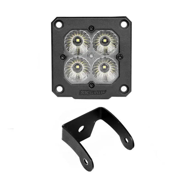 Black flush mount 20w LED cube light with RGB accent and U-bracket for XK Glow XKchrome