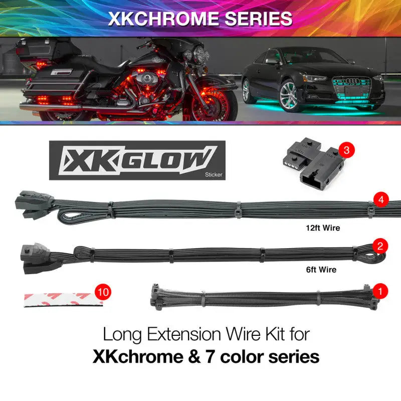 Xk Glow XK-4P-WIRE-KIT-CAR Ext. Wire Kit Car - Underbody Light Cable