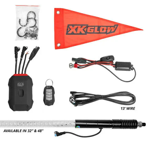 XK Glow Xkmax Whip RBHW Whip Kit Illumination MX-Whipb-STA - Rgbw PC 48 IN