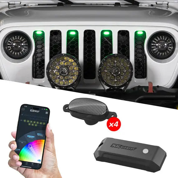 XK Glow Compatible With Third-Party Apps Grille Light - LED MX-Gpod-4 - Xkmax 4PC PRE-Runner Style Rgbw