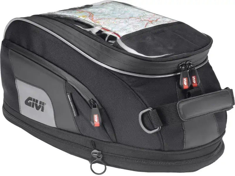 Black fabric XS307 Tanklock Tankbag with map pocket and multiple compartments