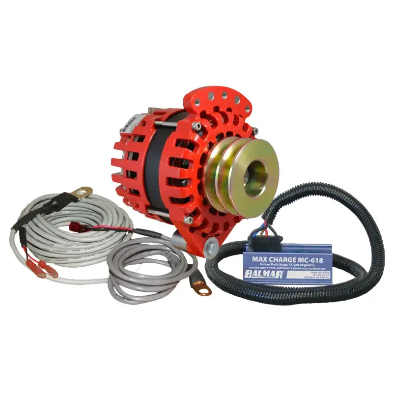 Red XT-SF-170-DV Balmar alternator with black silver components